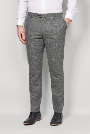 Nep Textured Check Suit: Skinny Fit Trousers